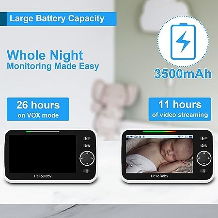 5'' Screen Video Baby Monitor with 30-Hour Battery and Night Vision I4163