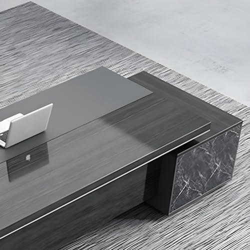 Black L-Shaped Executive Desk with Drawers 79" L x 63" W x 29.5" H Right Hand Return E18559